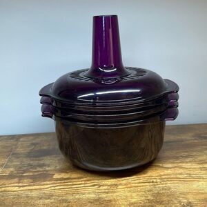 TUPPERWARE Tupperwave Stack Purple Cooker 5 Pc Set Quick Microwave Meals Reheat